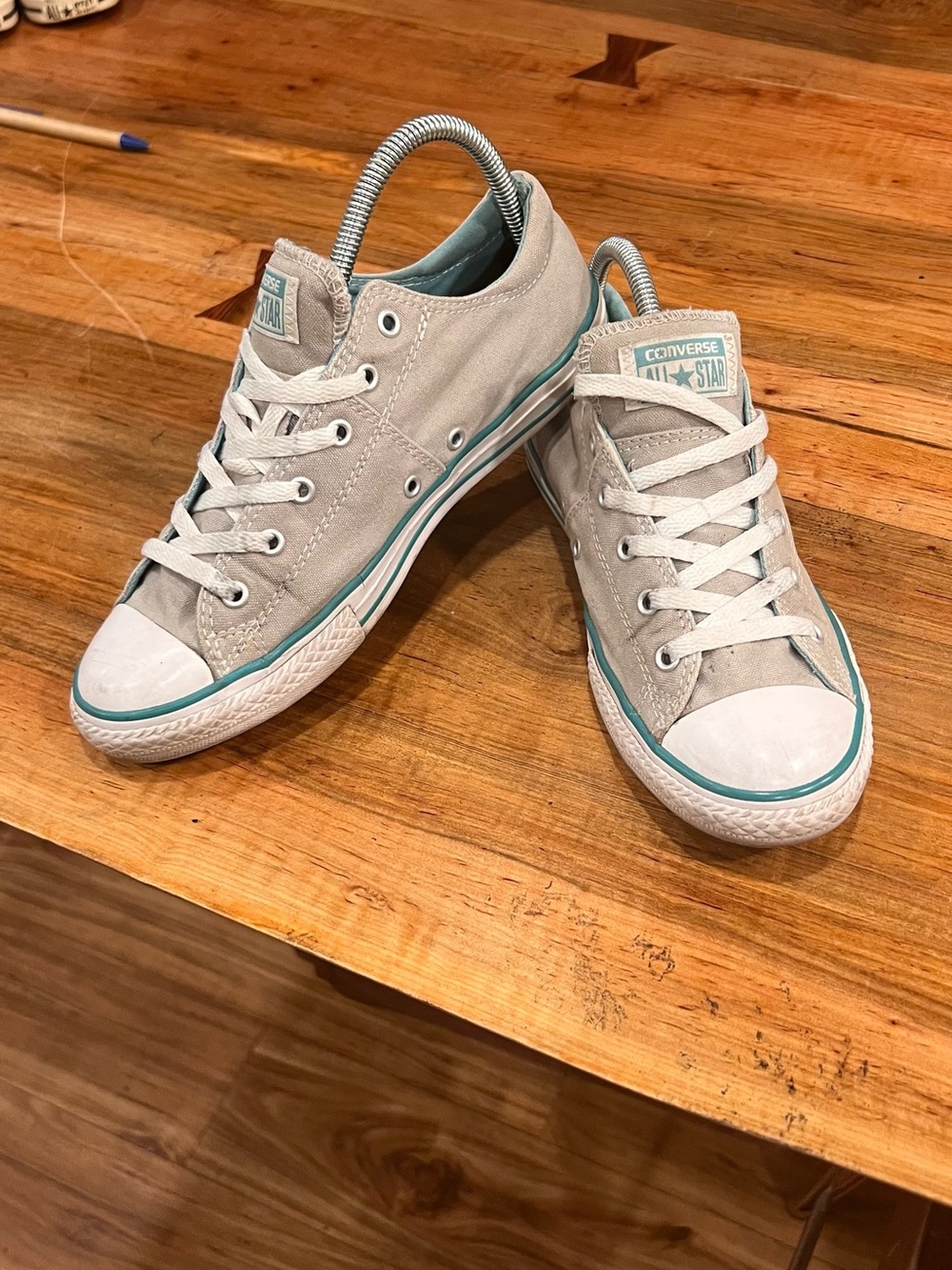 Converse Low Top Women's Sneakers in Light Gray with Teal Trim